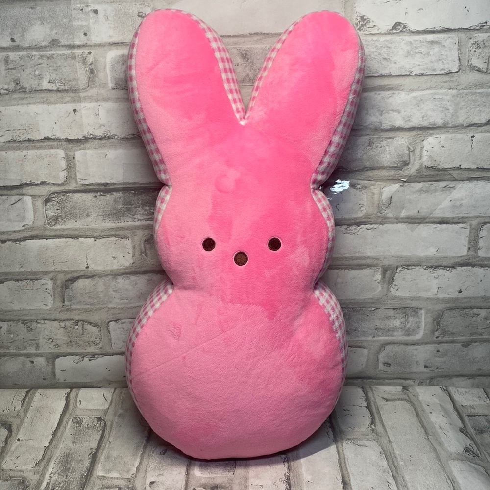 peeps plush 17" plaid pink bunny for easter
